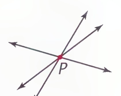 Five lines all passing through point P.