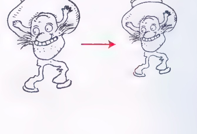 A cartoon figure and its reduced dilation image.