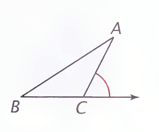 Triangle ABC with side BC extended to show exterior angle at C.