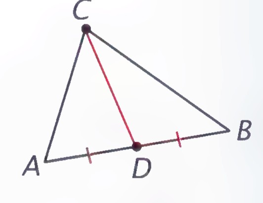 Triangle ABC with median CD to the midpoint of side AB.