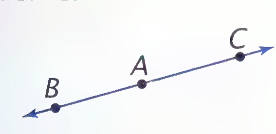 Opposite rays AB and AC.