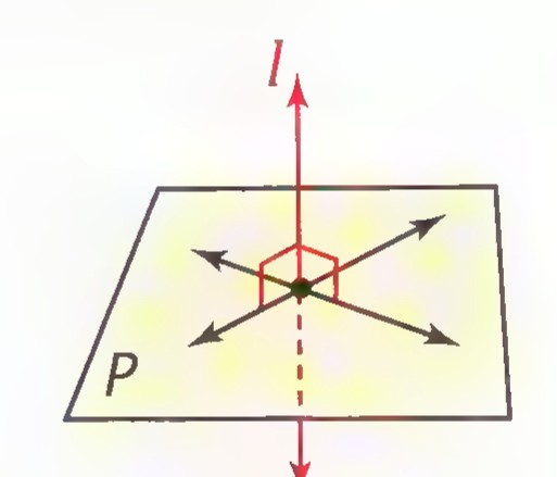 Line l perpendicular to plane P at a point.