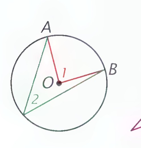 Circle with a central angle and an inscribed angle.