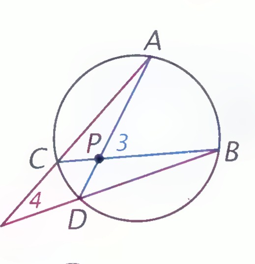 Circle with two secants forming angles 3 and 4.