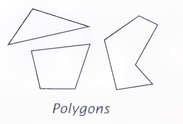 Two polygons: a quadrilateral cut into two triangles by a diagonal, and a concave six-sided polygon.