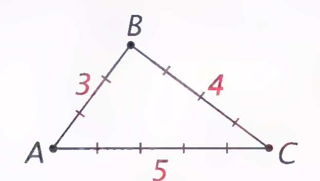 Triangle ABC with side lengths AB = 3, BC = 4, and AC = 5.
