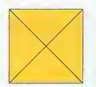 A top view of the pyramid: a square with both diagonals drawn, suggesting the four triangular faces seen from above.