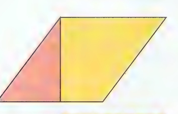 Ramses’ parallelogram with the red triangular piece on the left shown moved to the right, turning the plot into a 10-by-10 square.