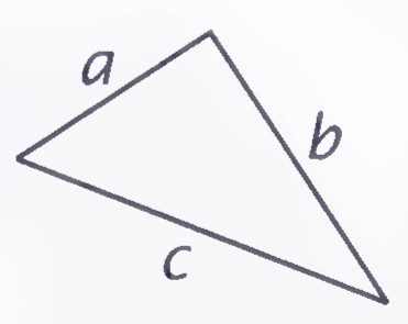 A right triangle with sides labeled a, b, and c, where c is the hypotenuse.