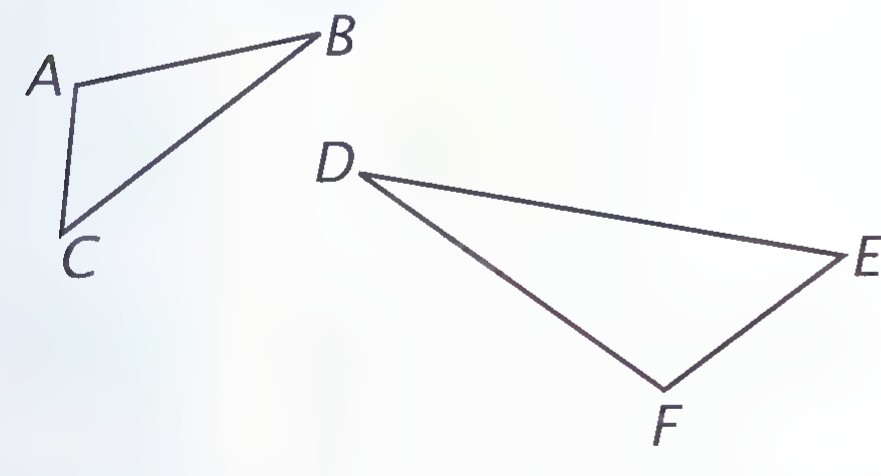 Two triangles: triangle ABC and triangle DEF.