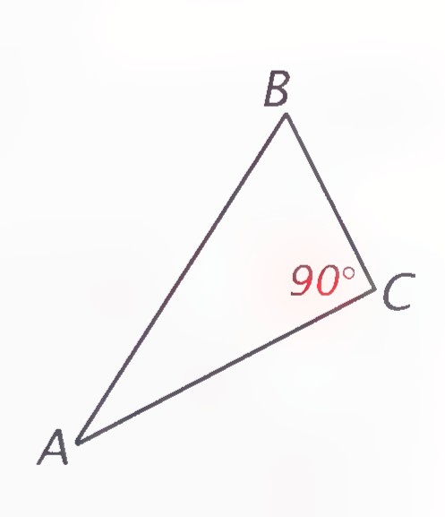 Triangle ABC, with a 90° angle marked at C.