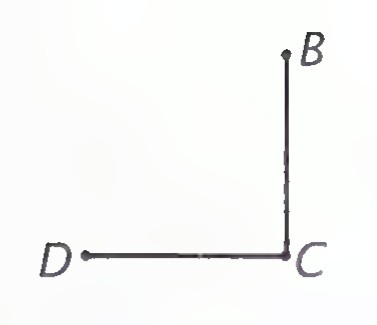 A right-angle corner with vertex C, one side running up to B and the other left to D, drawn from a square sheet of paper.