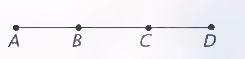 A line segment with points A, B, C, and D in that order.