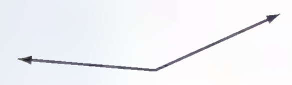 A red obtuse angle formed by two rays with a common endpoint.