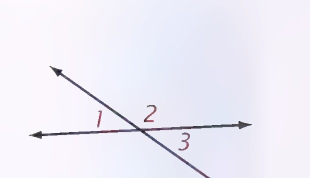 Two intersecting lines with angles 1, 2, and 3 marked.