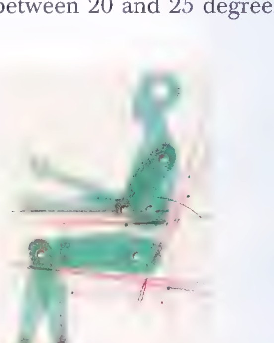 A side-view photograph of a green plastic chair against a white background.