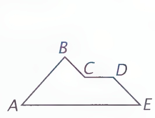 The outline of a roof section, a polygon with vertices A, B, C, D, and E.