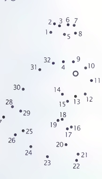 A set of numbered dots scattered on a page, to be connected in order.