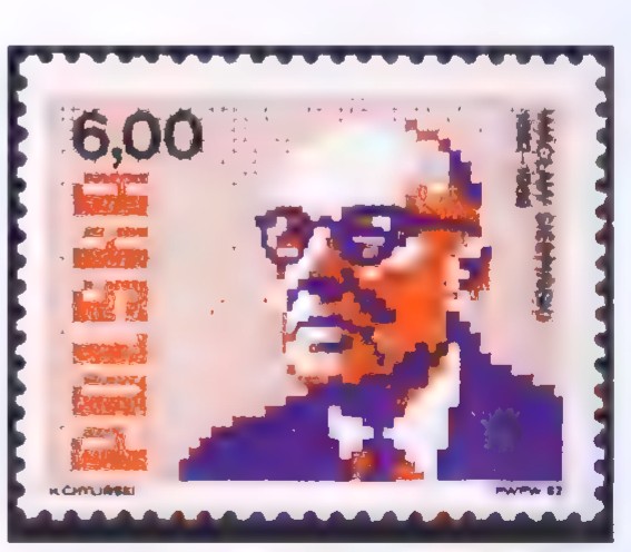 A postage stamp from Poland issued in 1982 showing the mathematician Waclaw Sierpinski.