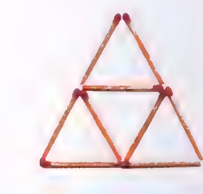 A large triangle made of matches, divided into four smaller triangles.
