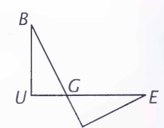 Two triangles, BGU and EGL, meeting at G, with BG = GE and UG = GL.