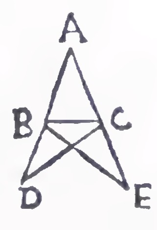 A diagram from Euclid with triangle ABC, point D on AB and E on AC, and segments DC and BE drawn.