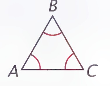 Triangle ABC with arcs marking all three angles equal.