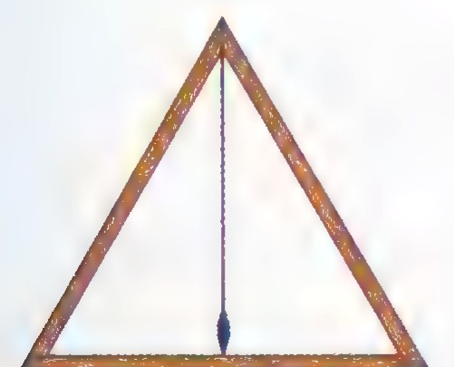 A plumb level: a triangular wooden frame with a string and weight hanging from its top vertex.