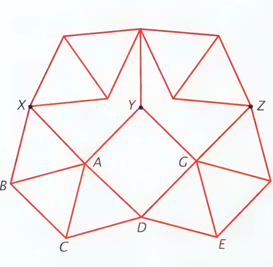 A square frame braced by 23 rods, with points X, Y, and Z marked between the corners.