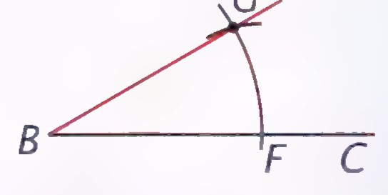 Ray BG drawn through G, completing the copied angle at B.