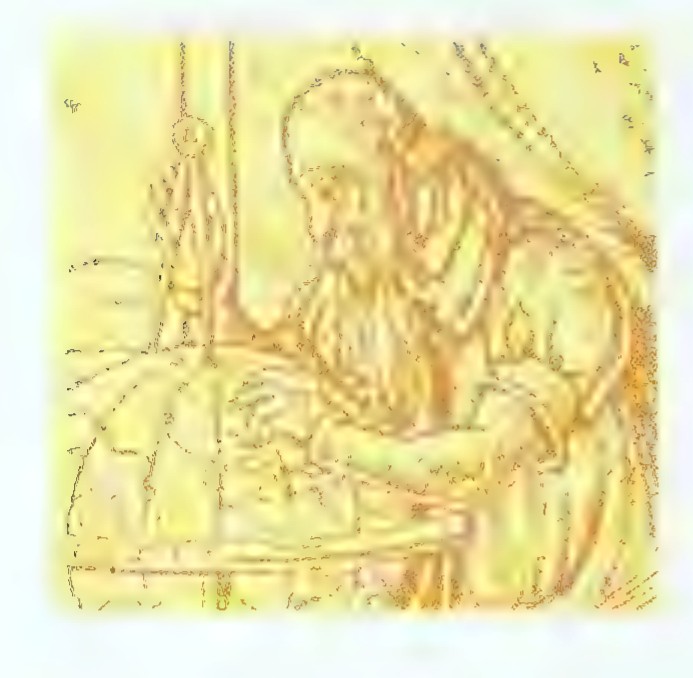 An old engraving of a geometer holding a pair of compasses beside a globe.