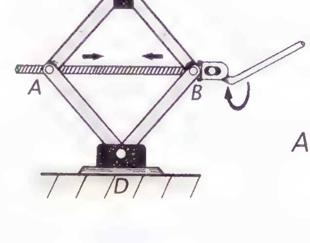 The metal linkage of a car jack, made of four equal bars joined at pivots.