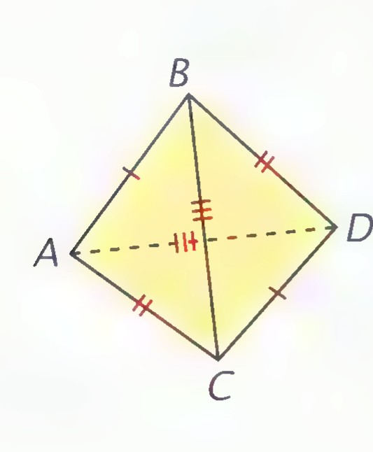 A tetrahedron ABCD drawn in perspective with all four triangular faces visible.