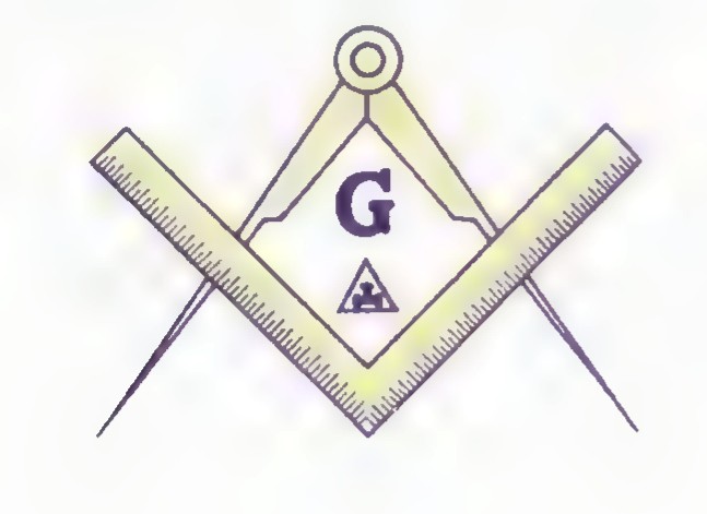 A Masonic emblem showing a compass and a carpenter’s square crossed, with the letter G in the center.
