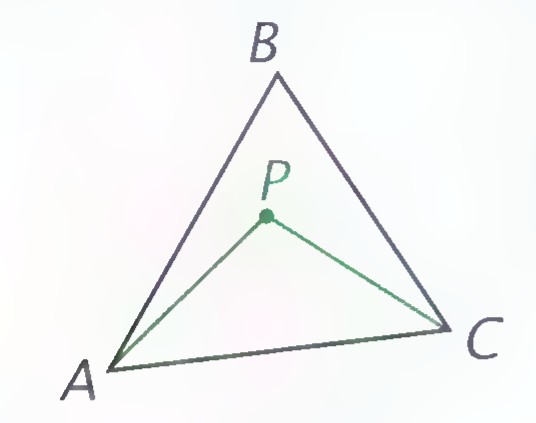 Triangle ABC with a point P inside it; segments PA and PC are drawn, forming angle APC.