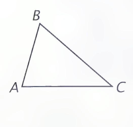 A scalene triangle ABC with AB shorter than BC, before folding.