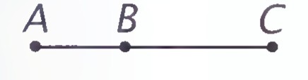 Three collinear points A, B, and C in that order on a line.