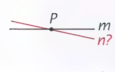 Line m through P parallel to line l, with a second line n through P inclined to l.