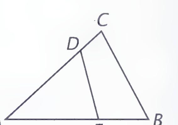 Triangle ABC with points D on AC and E on AB, and segment DE drawn.