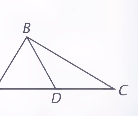 Right triangle ABC with the right angle at B, and segment BD drawn from B to D on AC.