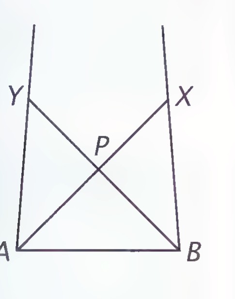 Two rays from A and from B meeting at P: AX and BY are drawn so that they appear to bisect the angles at A and B of a triangle whose third vertex lies off the top of the figure.