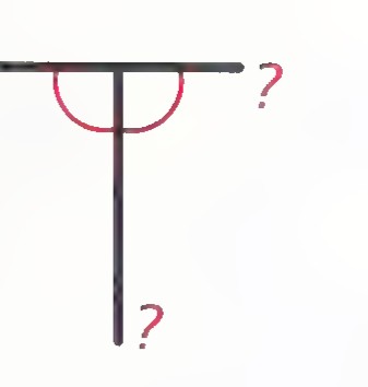 The letter T with an arc marking the angle between the stem and the crossbar, and a question mark at the foot.