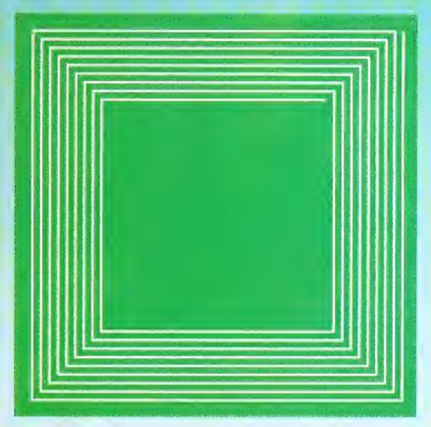 A green square made of many concentric square bands, like a maze seen from above.