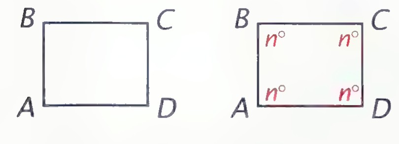 Two rectangles ABCD; in the second, each angle is marked n°.