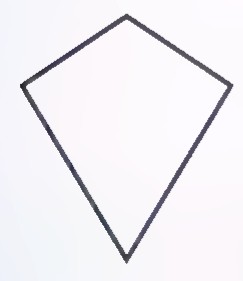 A quadrilateral shaped like a kite, with one pair of equal opposite angles.
