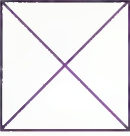 A square with both diagonals drawn.