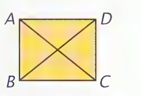 A rectangular wall ABCD with both diagonals drawn on its yellow face.
