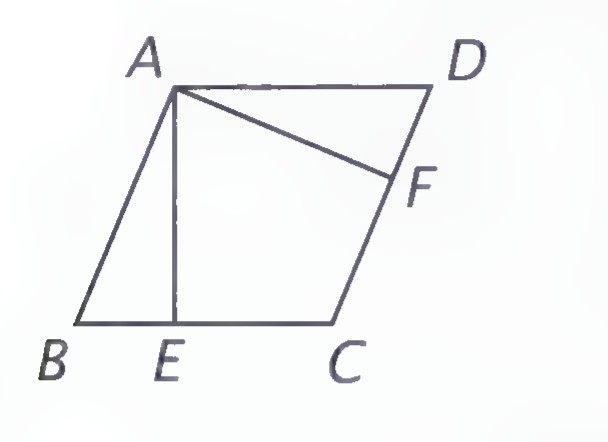 A rhombus ABCD with AE drawn perpendicular to BC and AF drawn perpendicular to CD.