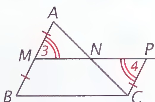 The same figure with angles 3 and 4 marked at A and C.