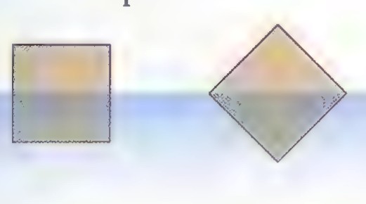 Two small diagrams of a square bar floating in water: the first upright like a square, the second turned like a diamond.